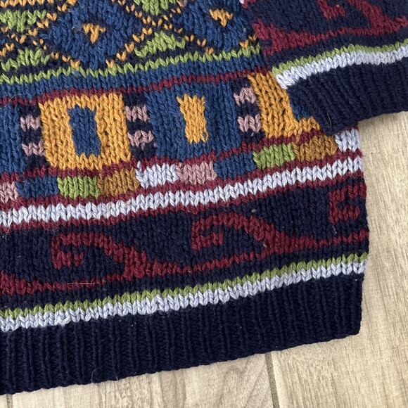 Vintage Susann D Women's Sheltand Wool Sweater Size L Geometric Design Hong Kong - Picture 4 of 8